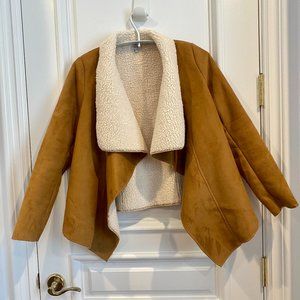 Tobi Fleece and Suede Comfy Sweater Coat size S